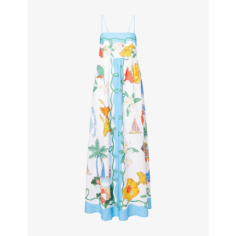 women summer maxi dress Tropical Floral Cut-Out Maxi Dress for Women