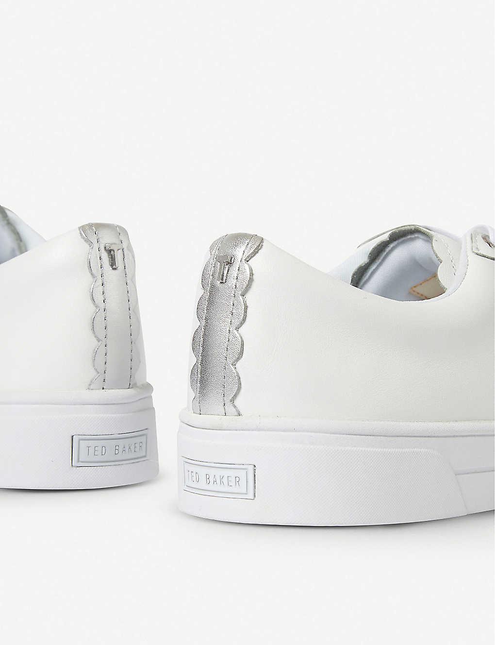 Baker Tilly Scalloped-trim Leather Low-top Trainers in White