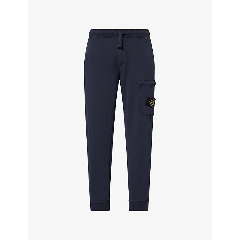 Cargo Pants Stone Island Fleece Badge Jogging Bottoms Stone Island  Brand-Badge Slim-Fit Cotton-Fleece Joggers In Blue