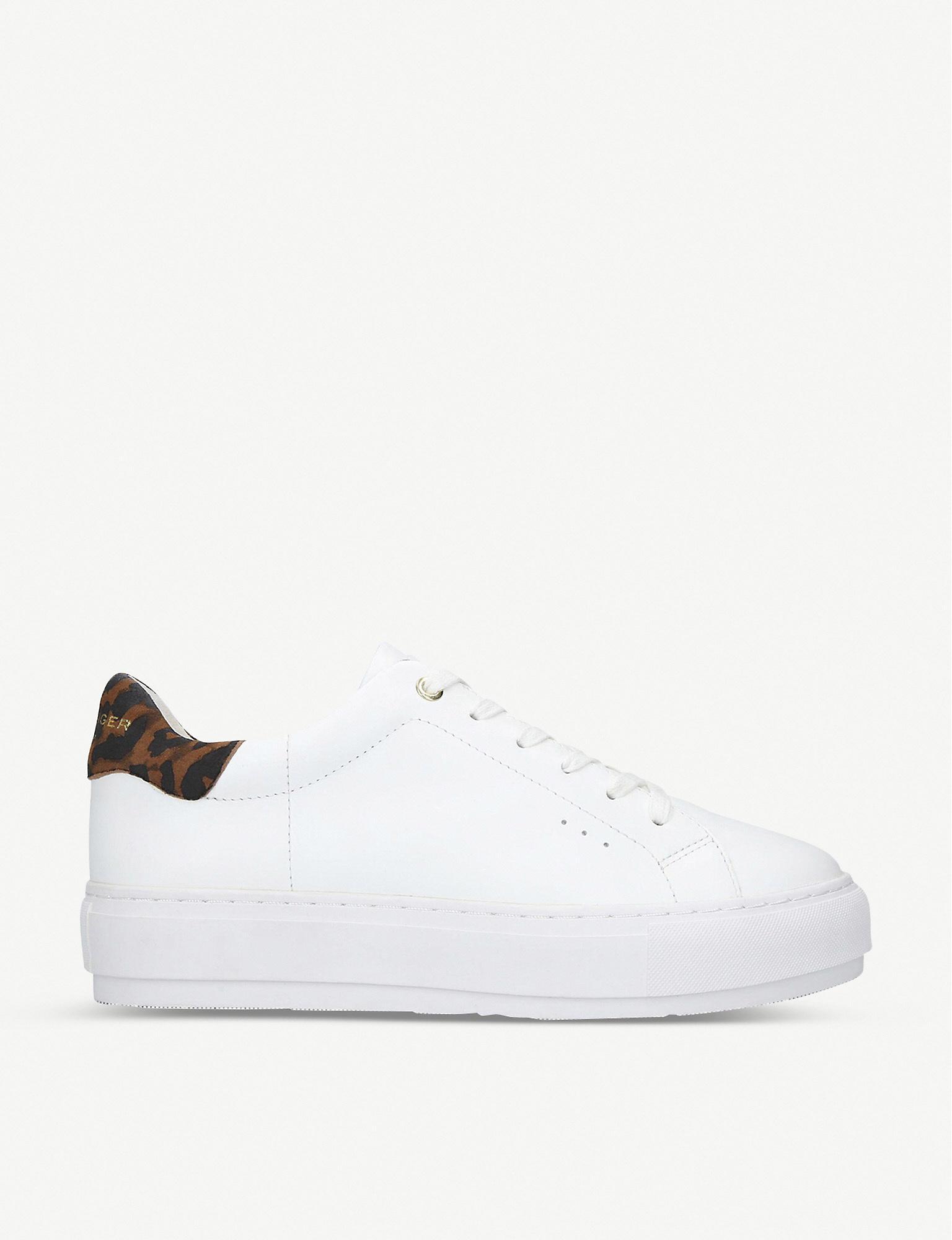 Kurt Geiger Laney Leopard-print Leather Platform Trainers in White | Lyst