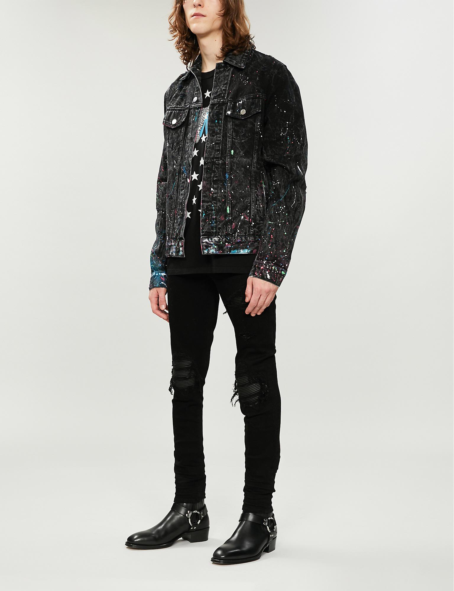 Amiri Paint Splatter Print Denim Jacket 