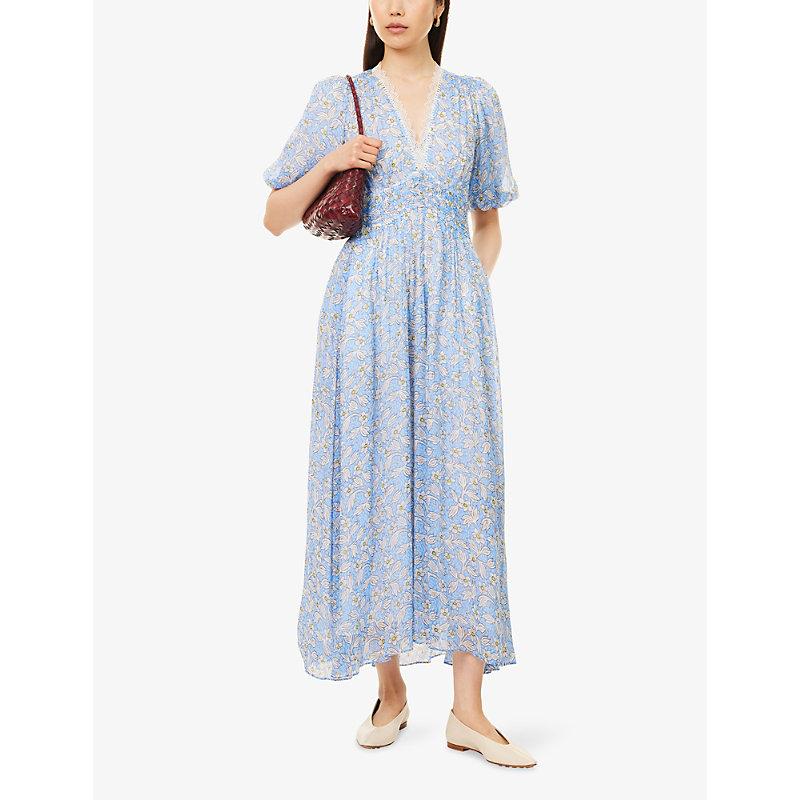 ME+EM Evening Primrose Graphic-Print Puff-Sleeve Woven Maxi Dress in Blue | Lyst ME+EM Evening Primrose Graphic-Print Puff-Sleeve Woven Maxi Dress in Blue | Lyst