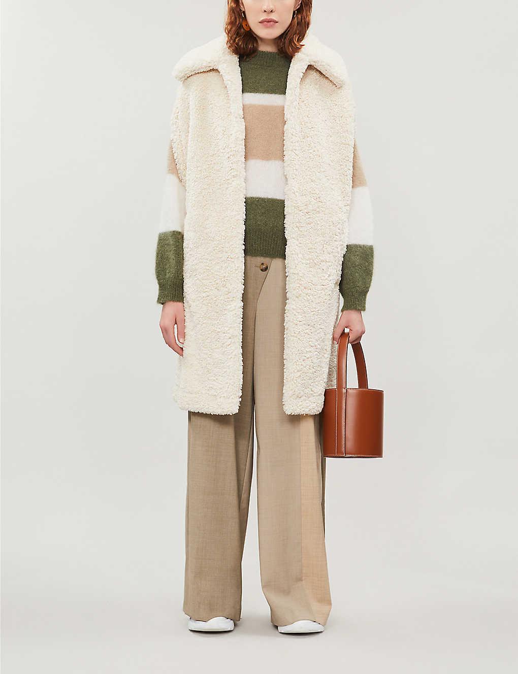 Maje Gladice Sleeveless Faux-fur Coat in Natural | Lyst