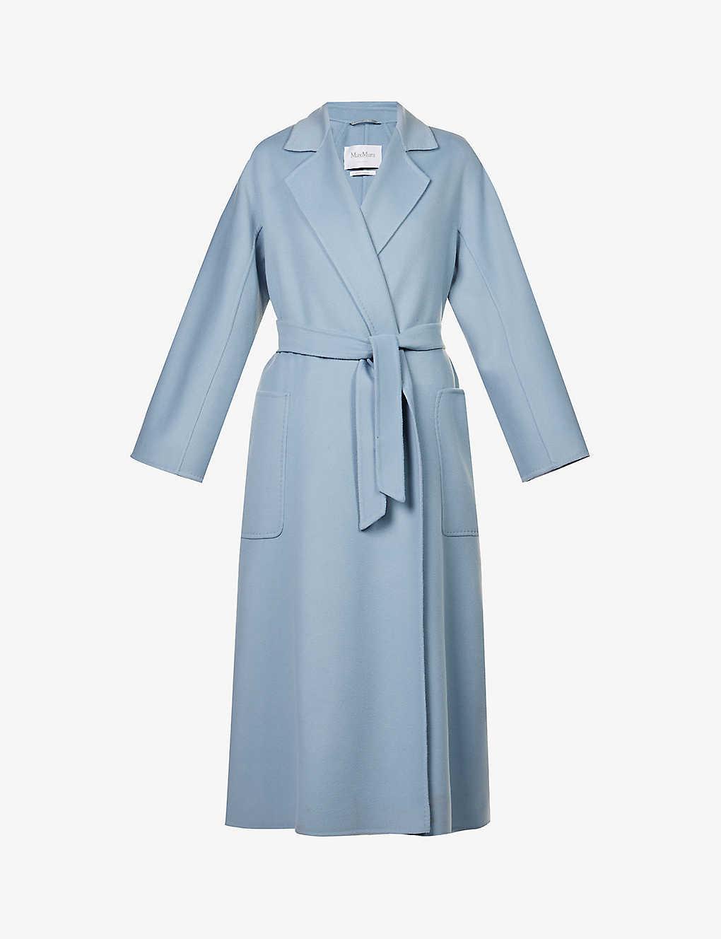 Max Mara Cadimo Belted Wool-cashmere Blend Coat in Blue | Lyst
