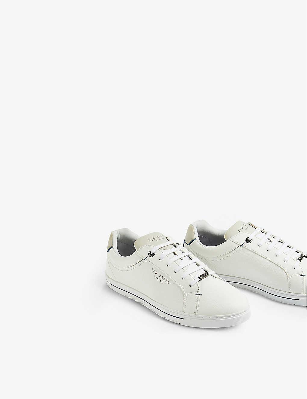 Ted Baker Mens White Dyarko Low-top Leather And Suede Trainers 8 for Men |  Lyst