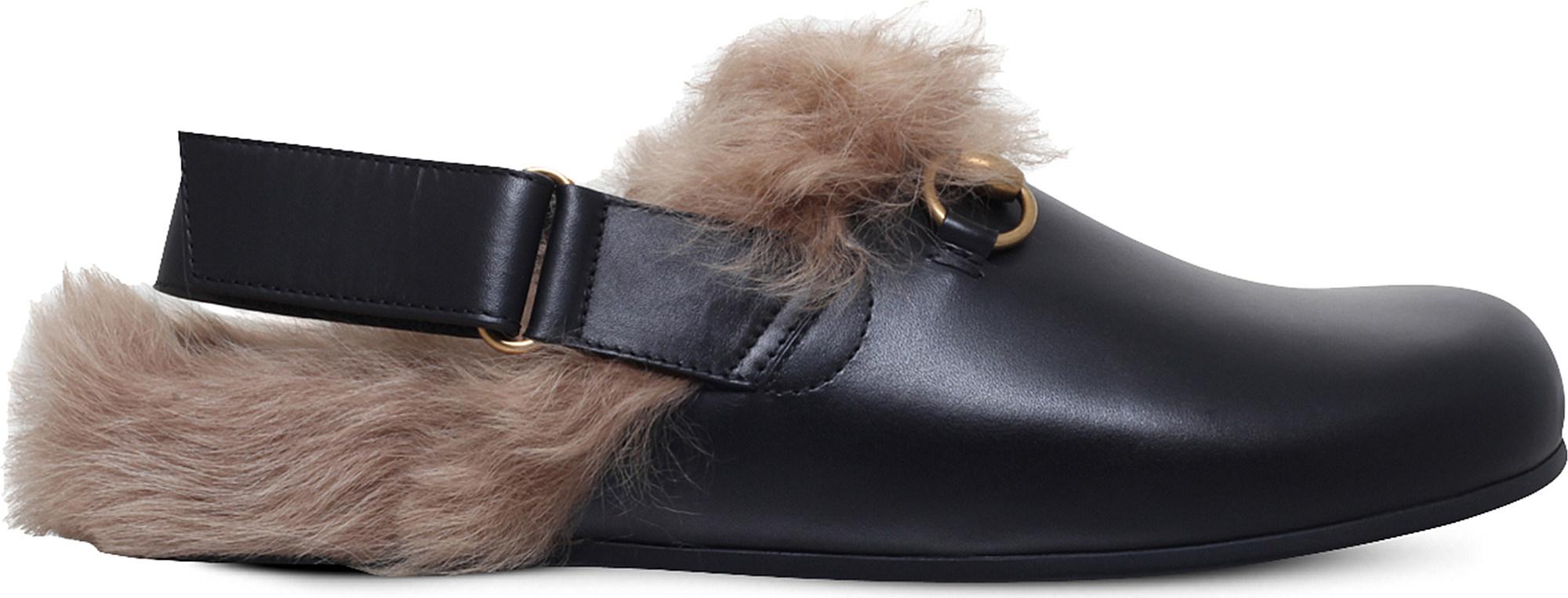 gucci river leather clogs