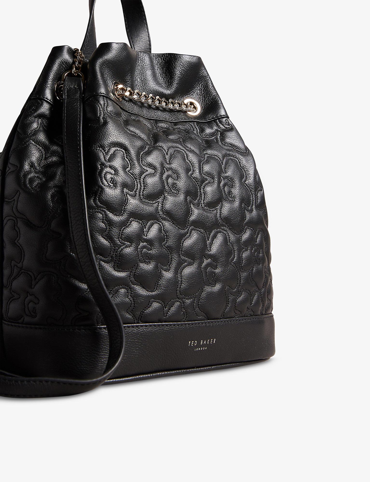 Ted Baker Ayssan Magnolia-quilted Leather Backpack in Black