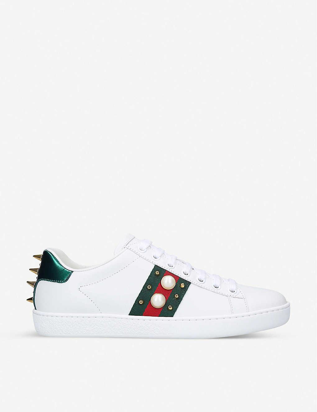 gucci trainers with pearls