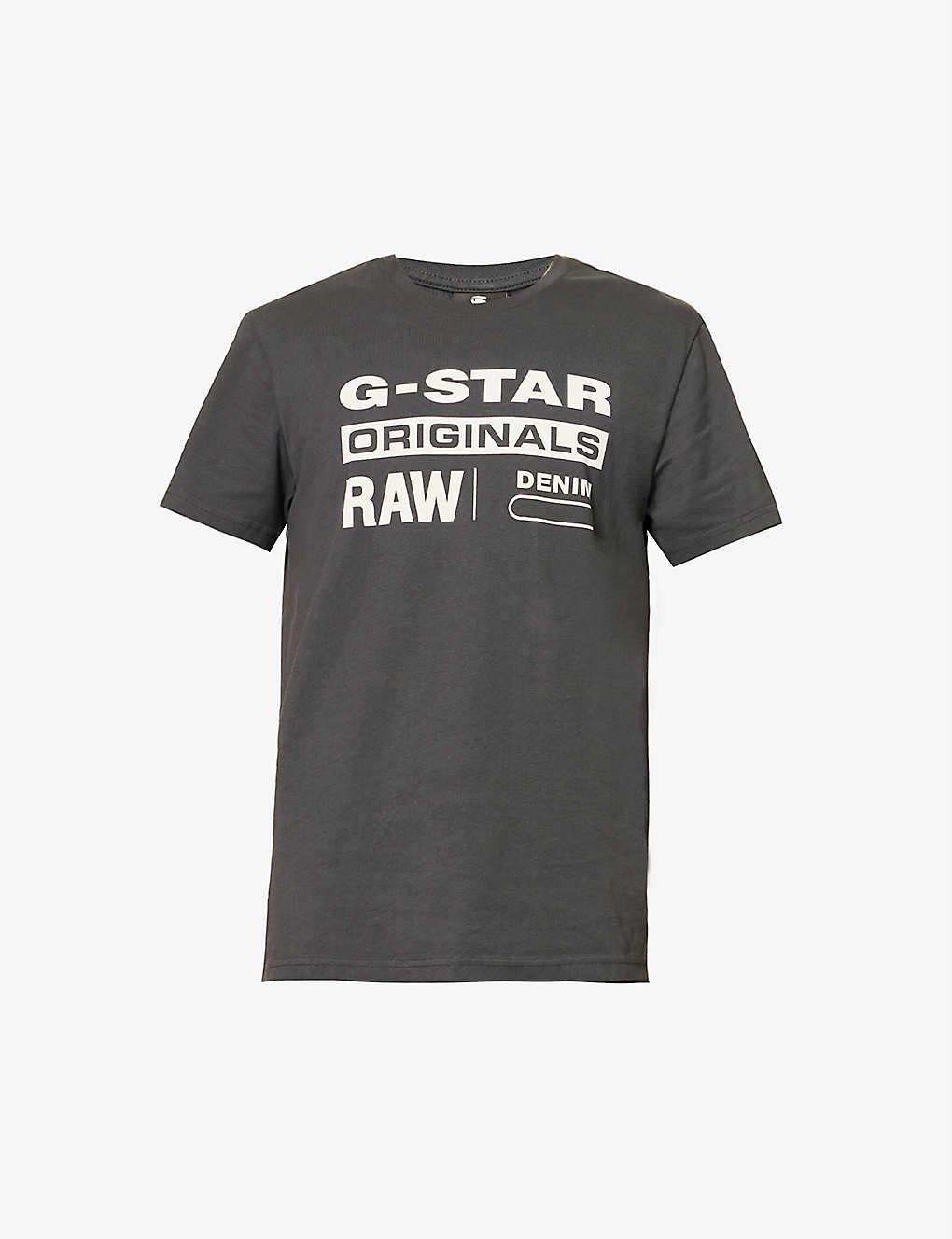 G-Star RAW Logo-print Cotton-jersey T-shirt in Black for Men | Lyst