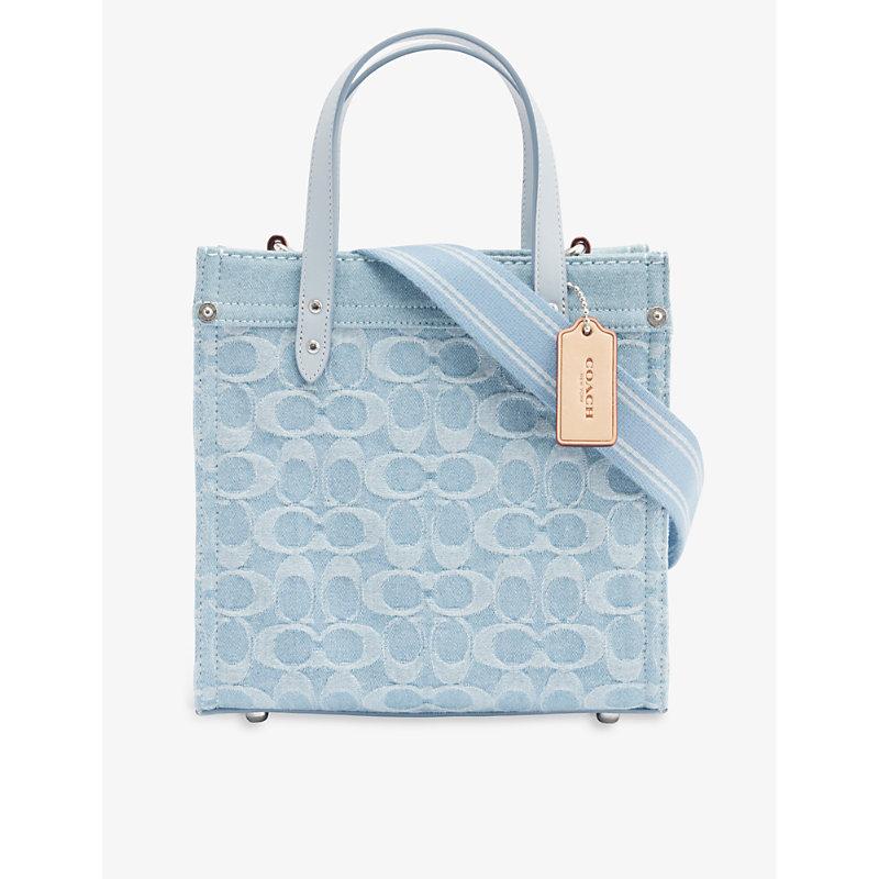 Multi-color Authentic COACH New York Ladies Tan/blue Purse/bag -   Denmark