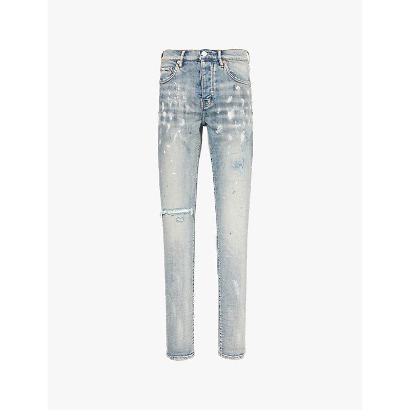 Purple Brand P001 Paint Blowout Low-Rise Slim-Fit Stretch-Denim