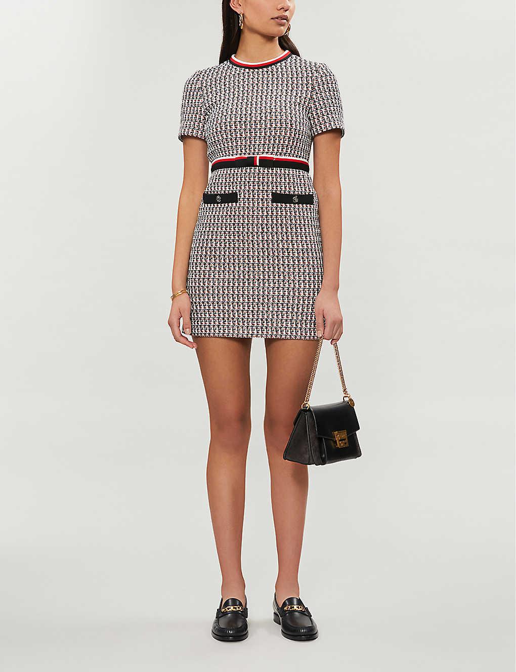 Maje Rivi Belted Tweed Dress | Lyst