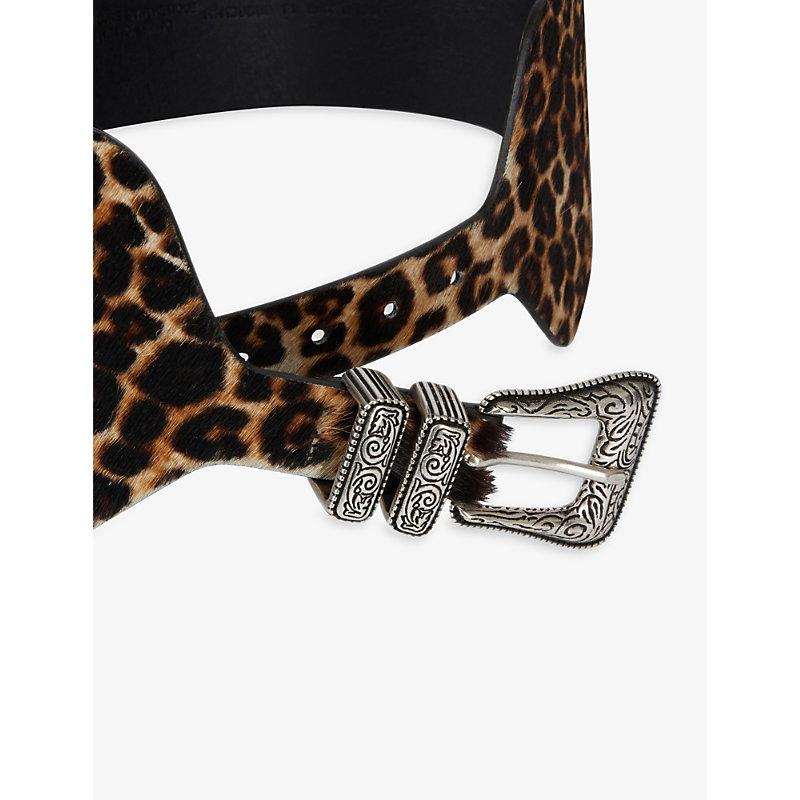 The Kooples Leopard-print Pony Hair Belt in Black | Lyst