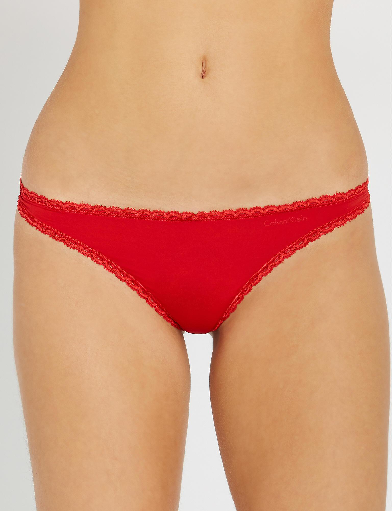 Calvin Klein Seductive Comfort Microfibre Thong In Red Lyst