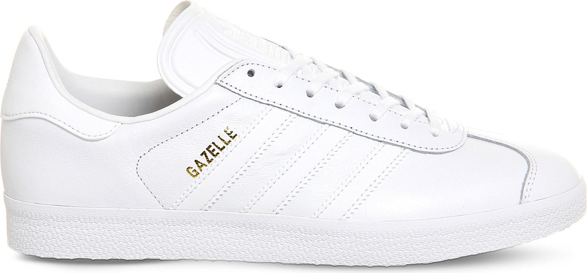 Lyst - Adidas Gazelle Lace-up Leather Trainers in White - Save 4%
