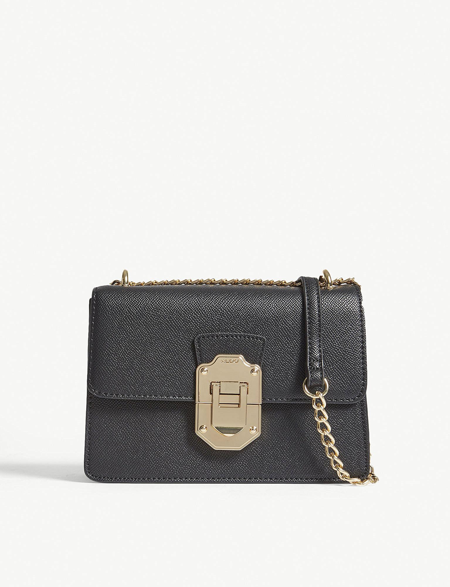 Aldo Leather Crossbody Bag Black Solid Bags IUCN Water