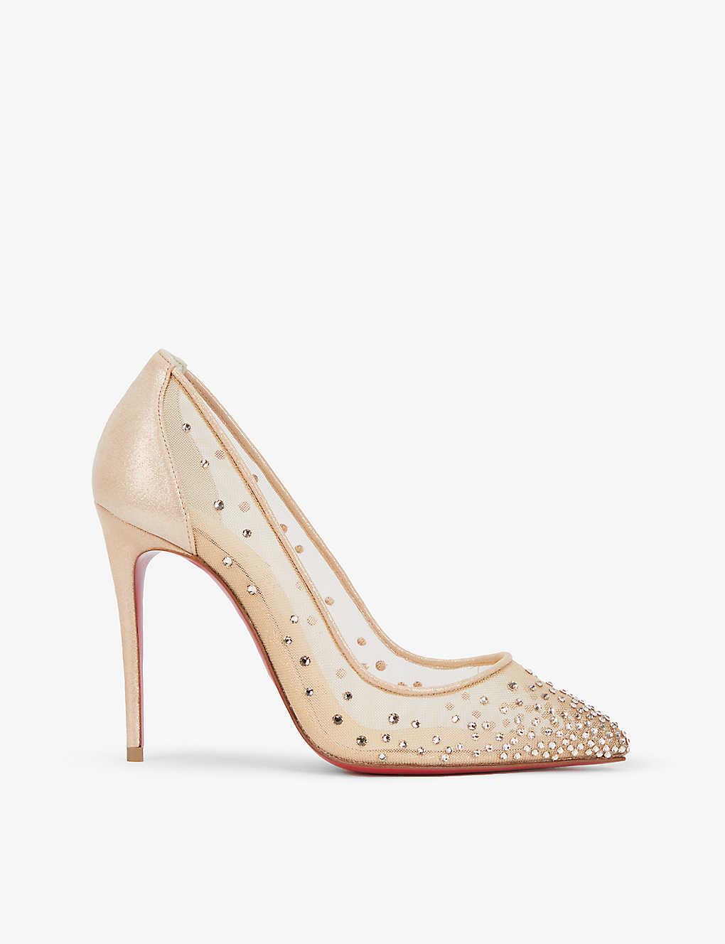 Christian Louboutin Follies Strass 100 Mesh Courts in Natural Lyst