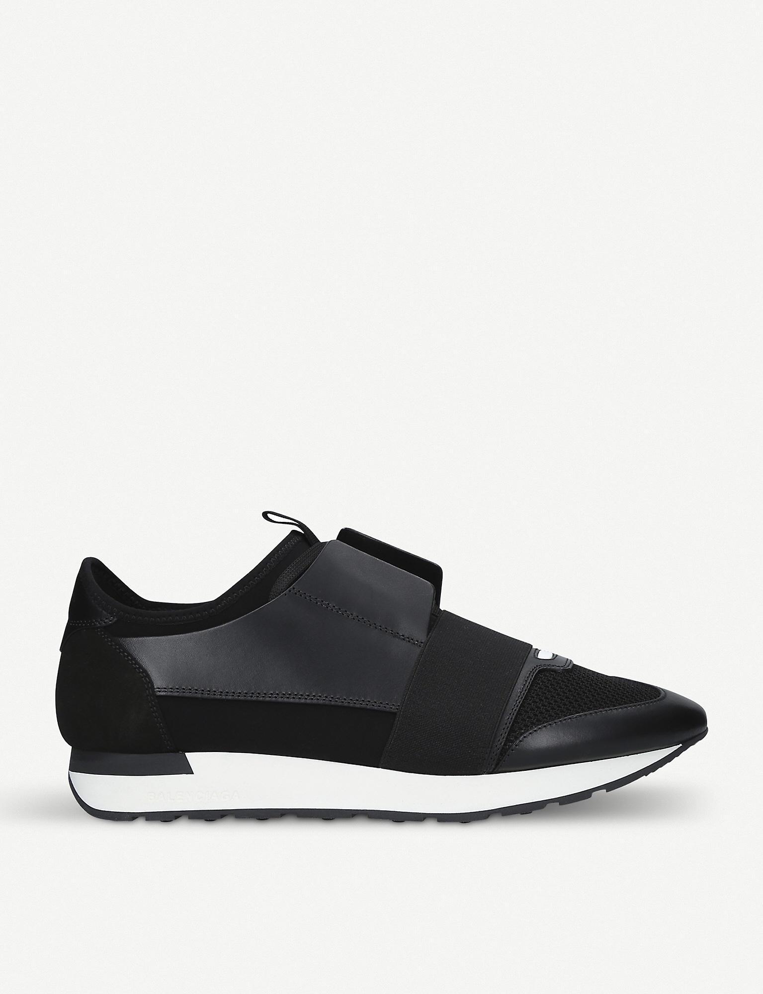 Balenciaga Mens Black Race Runners Leather Sneakers for Men - Lyst