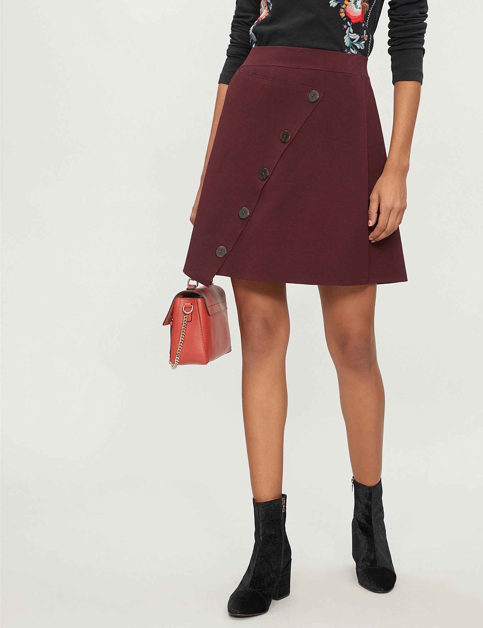 maroon button skirt