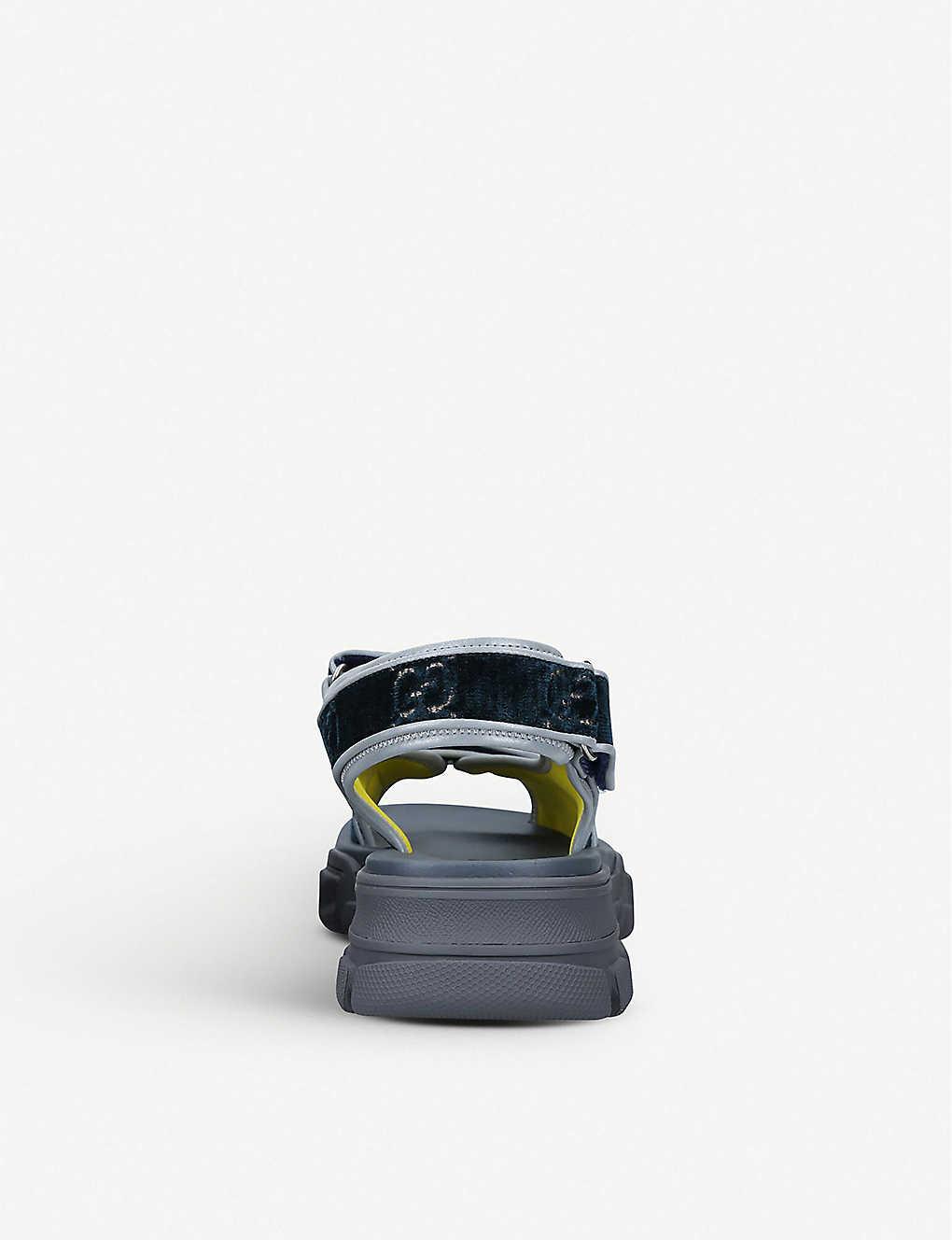 Gucci Aguru Trek Velvet Sandals in Blue for Men Lyst