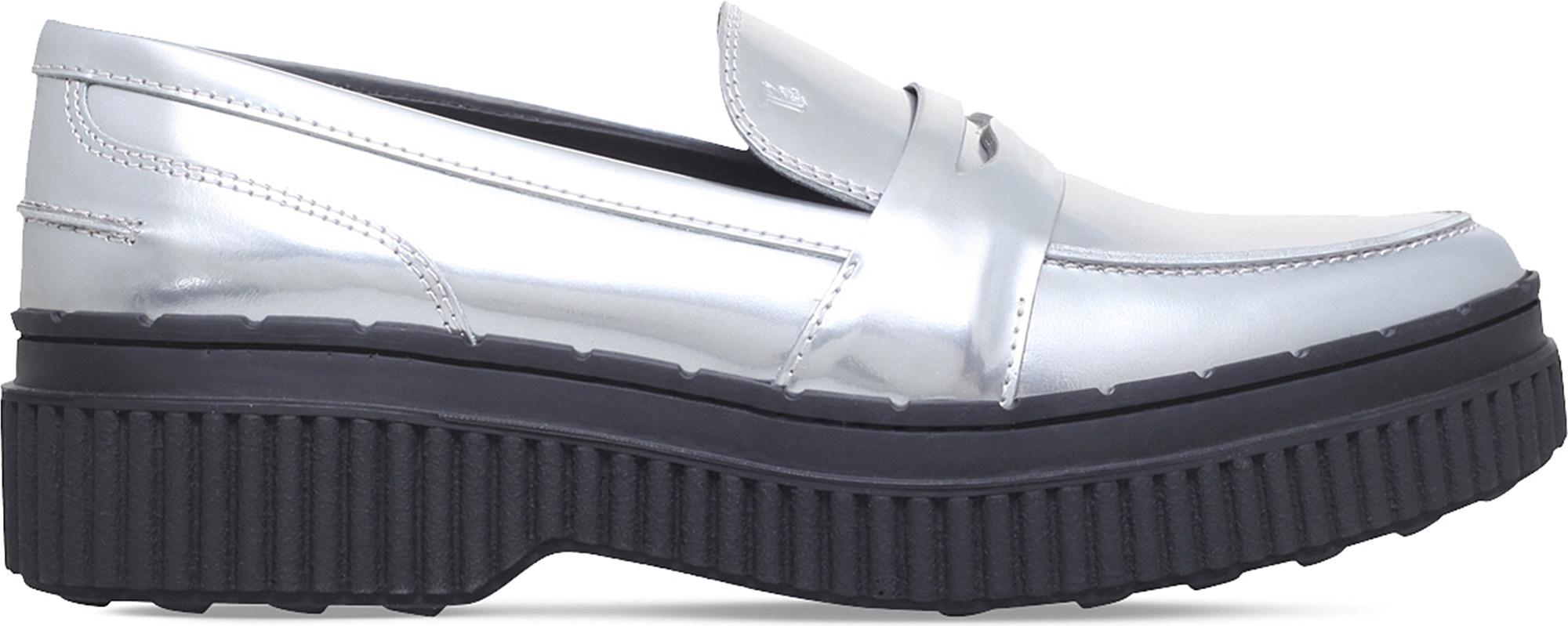 Gomma Metallic-leather Platform Loafers 