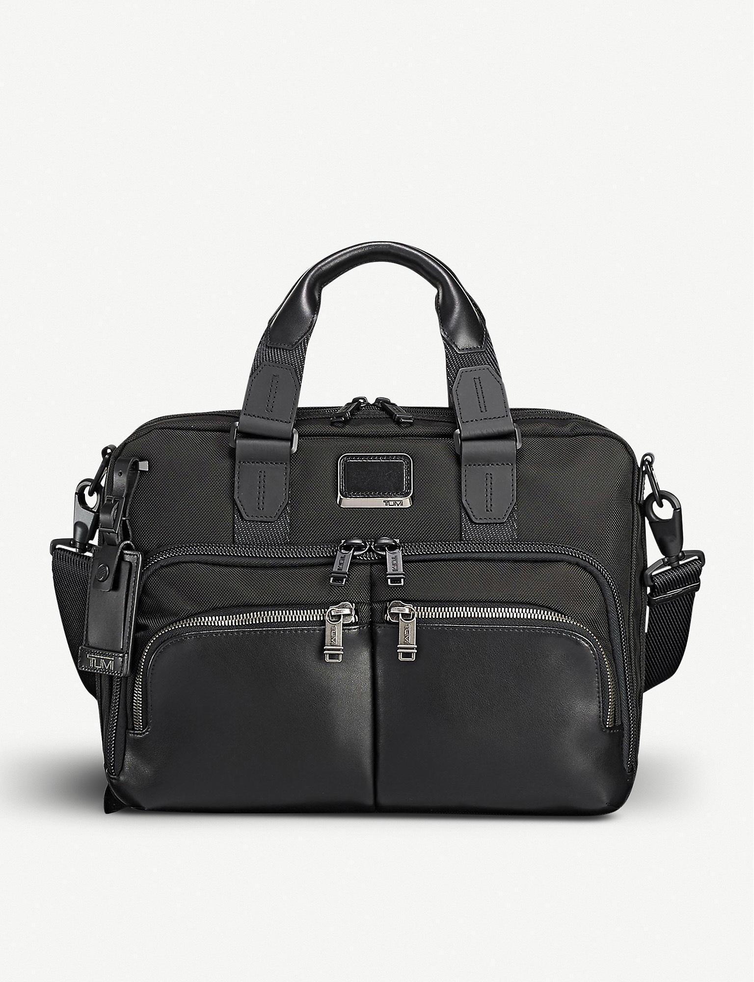 Tumi Albany Slim Commuter Leather And Fabric Brief Bag in ...