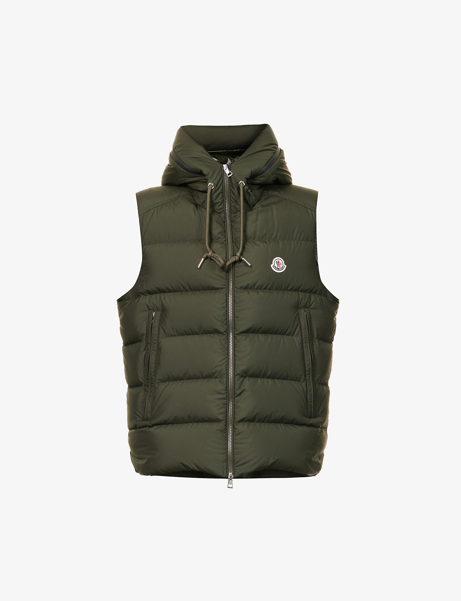 Moncler Synthetic Cardamine Hooded Shell-down Vest in Green for Men ...