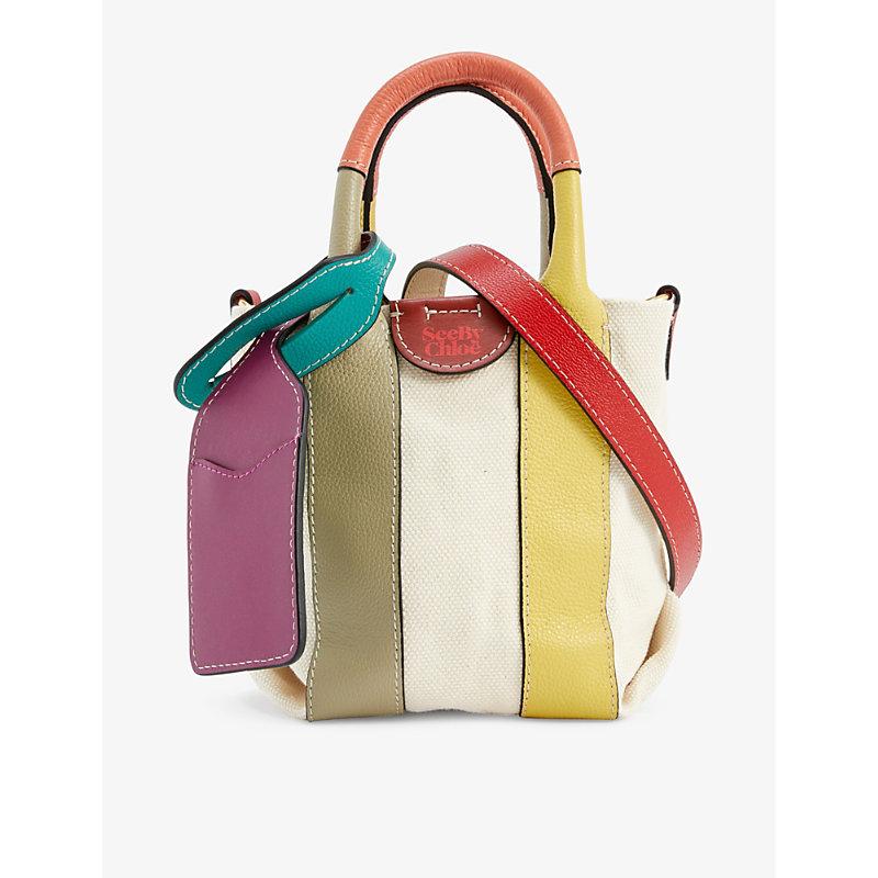 See By Chloé Laetizia Mini Contrast-trim Linen Tote Bag