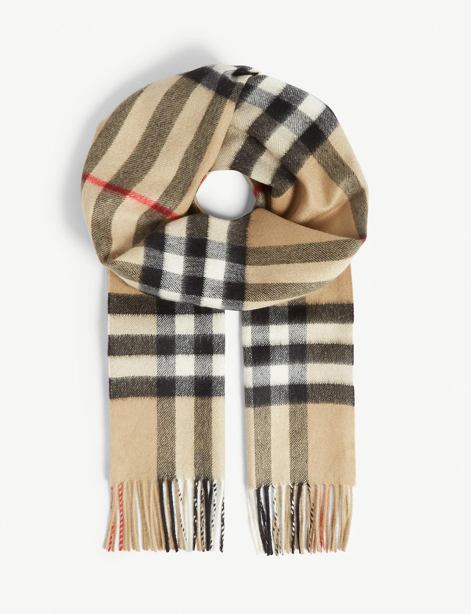Burberry Giant Check Cashmere Scarf in Natural for Men - Lyst