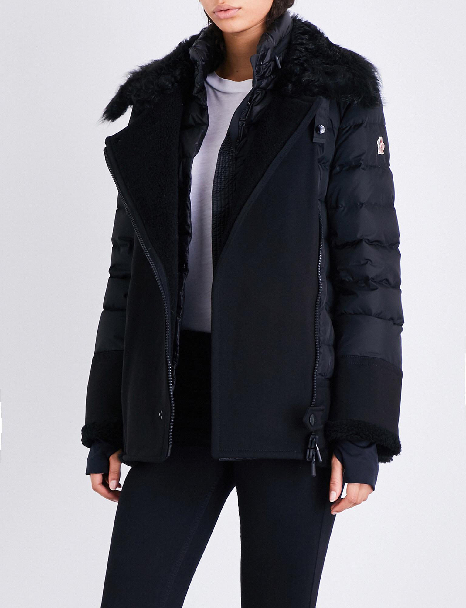 Moncler Montblanc Shearling-trimmed Shell-down Jacket in Black | Lyst