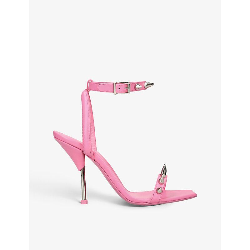 Alexander McQueen Spike Stud embellished Leather Heeled Sandals in Pink Lyst Canada