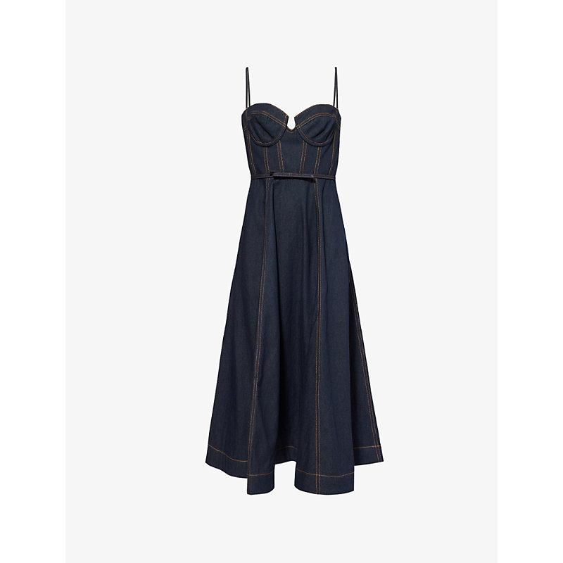 zimmermann crush denim dress ZIMMERMANN Crush gathered denim mini dress