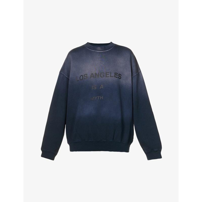 Anine Bing Jaci Faded-wash Organic Cotton-jersey Sweatshirt in Blue | Lyst