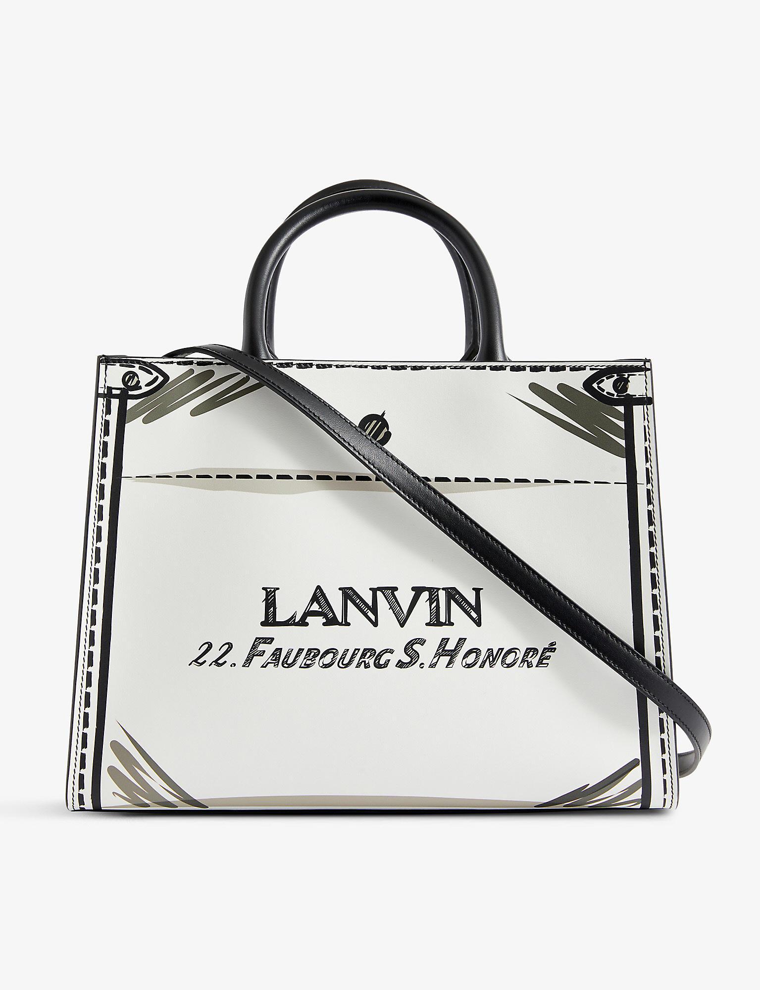 Lanvin Sketch Leather Tote Bag in White | Lyst