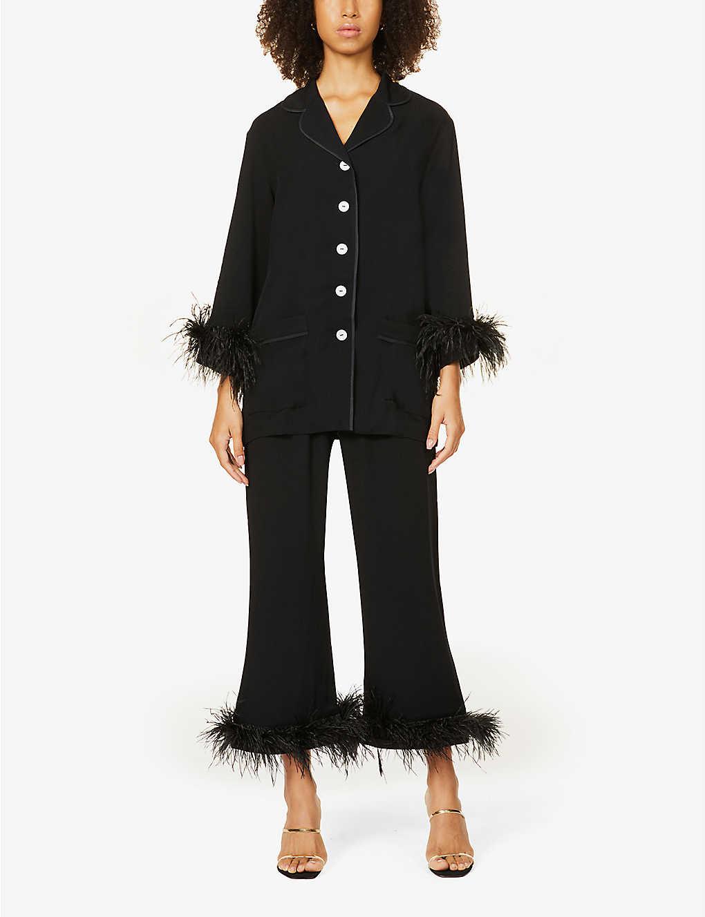 feather trim pyjamas