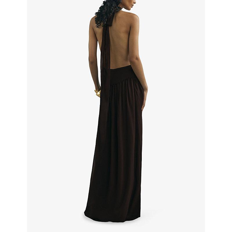 sachin and babi light blue dress Reiss Elia - Navy/black Asymmetric Draped Jersey Dress, Xs (us 2) main image 1