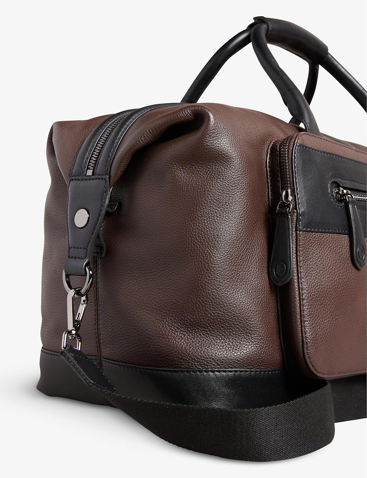 Ted Baker Trevir Two-tone Leather Holdall in Black for Men | Lyst