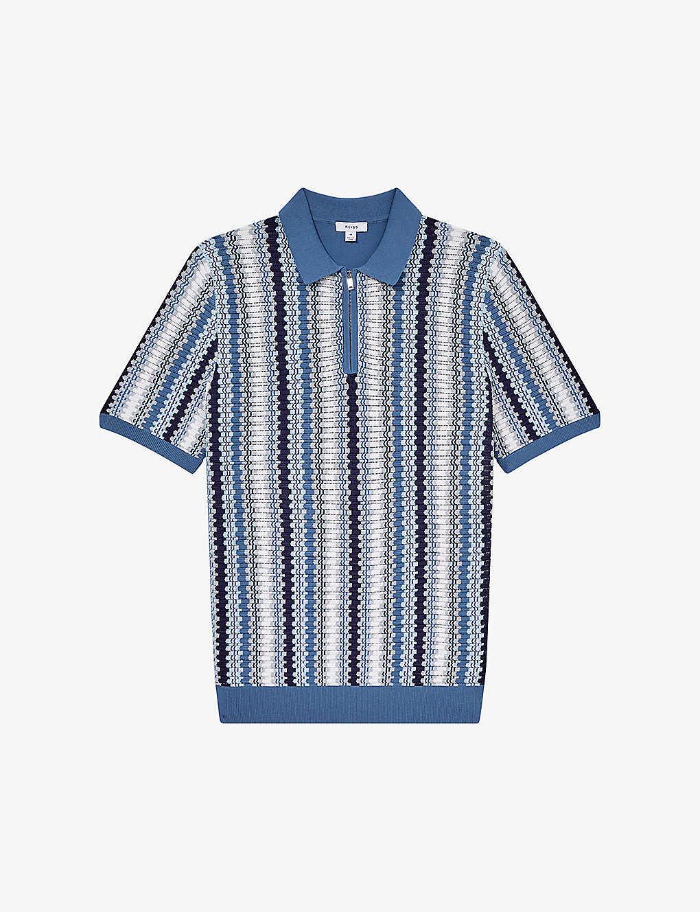 Reiss Redbourne Halfzip Striped Knitted Polo Shirt in Blue for Men Lyst