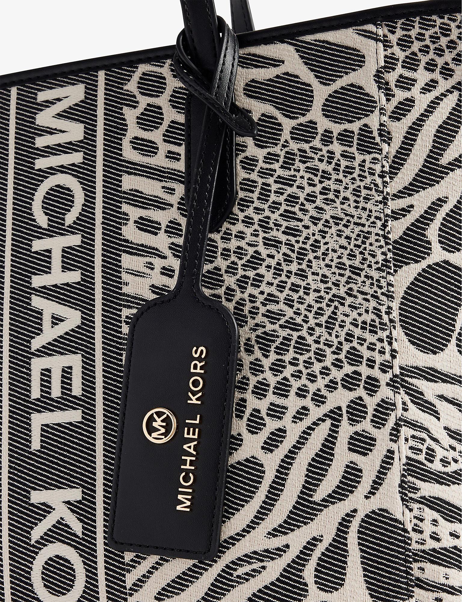 MICHAEL Michael Kors Sinclair Animal-pattern Cotton Tote Bag in Black | Lyst
