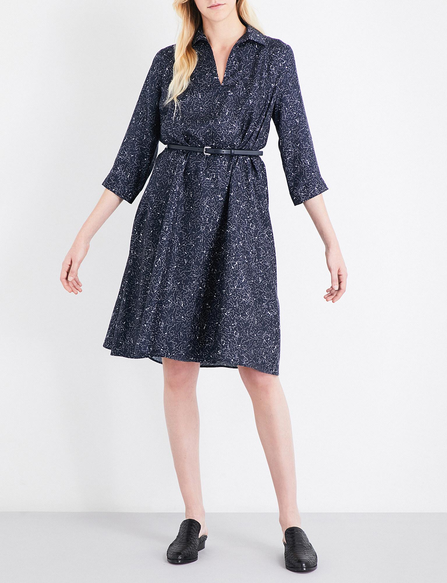 Max Mara Alete Silk-twill Shirt Dress In Navy Print (blue) - Lyst