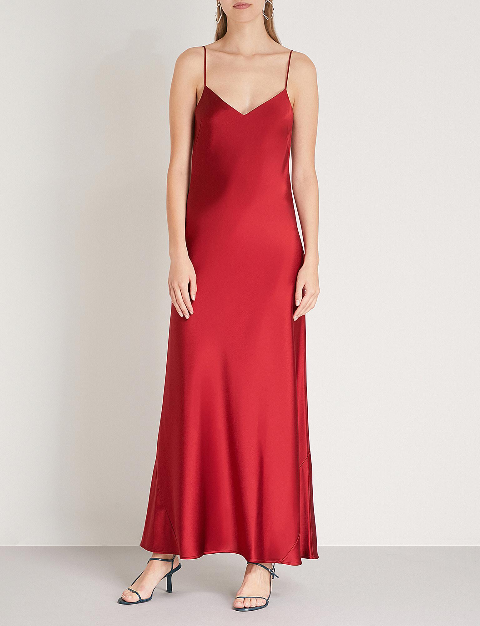 red slip maxi dress