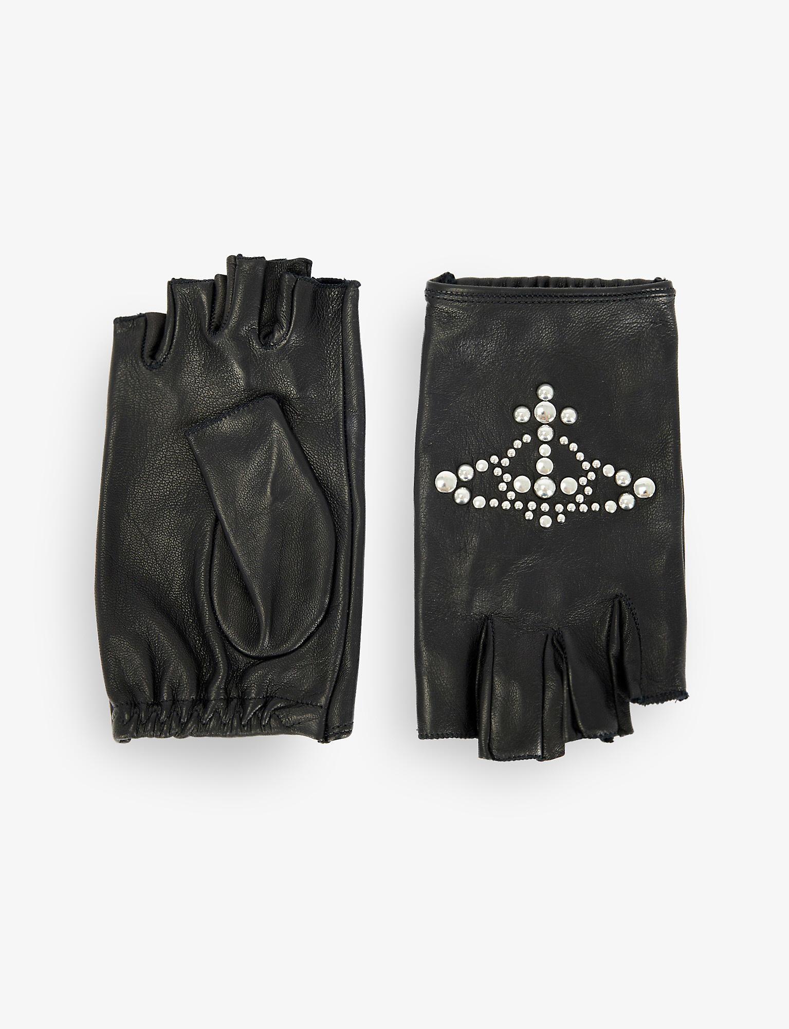 Vivienne Westwood Embellishedorb Fingerless Leather Gloves in Black Lyst