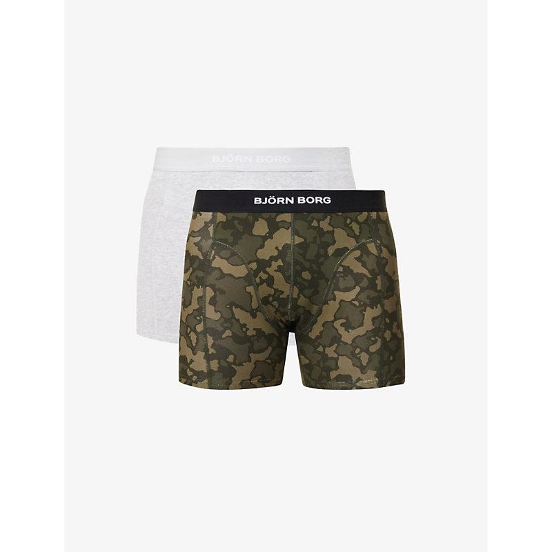 Björn Borg Pack Of Two Logo-print Organic Stretch-cotton Boxers in Green  for Men | Lyst