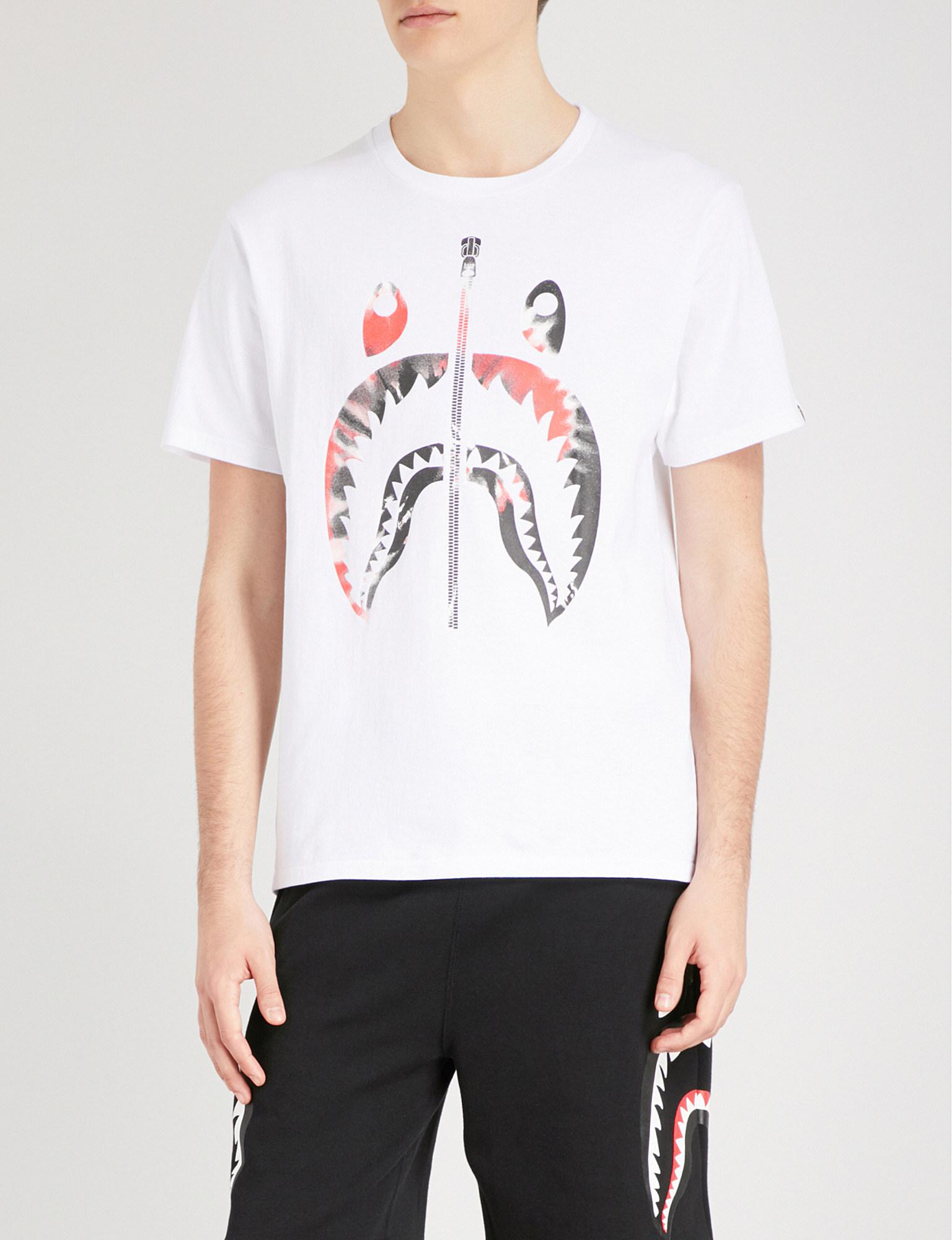 bape shark white t shirt