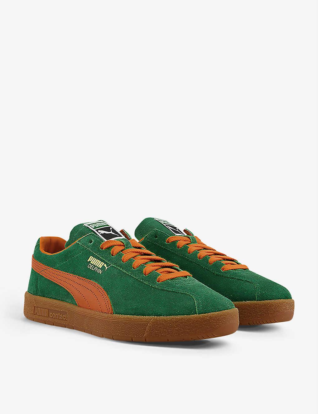 PUMA Delphin Og Logo-embossed Low-top Suede And Leather Trainers in Green  for Men | Lyst