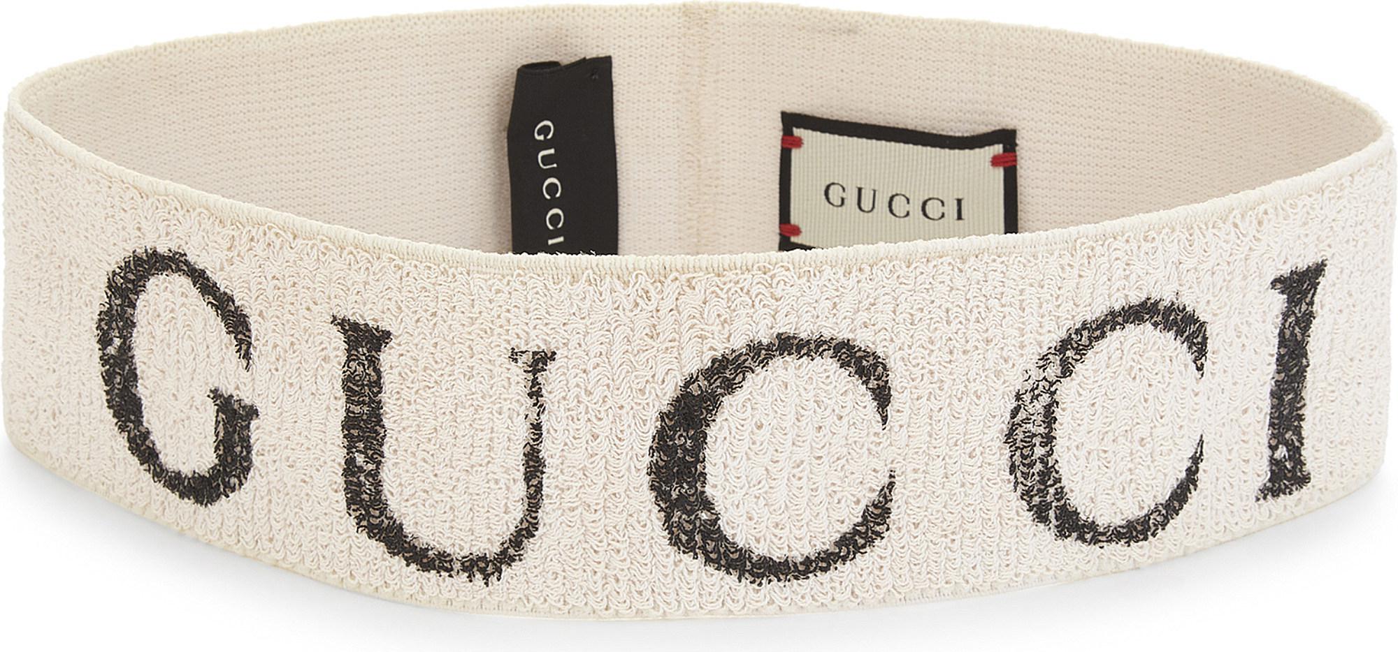Gucci Logo Cotton-blend Headband in White/Black (White) - Lyst