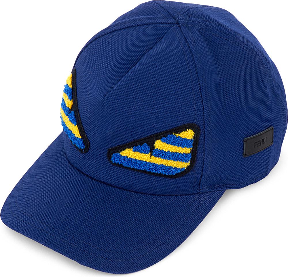 Fendi Monster Cotton Baseball Cap in Blue for Men Lyst