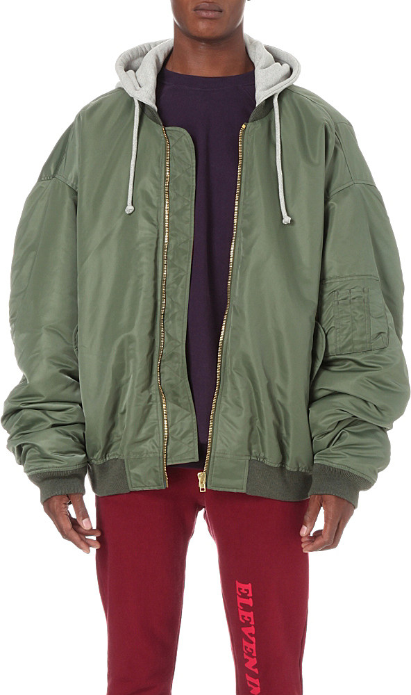 Vetements Hooded Oversized Shell Bomber Jacket in Green for Men | Lyst