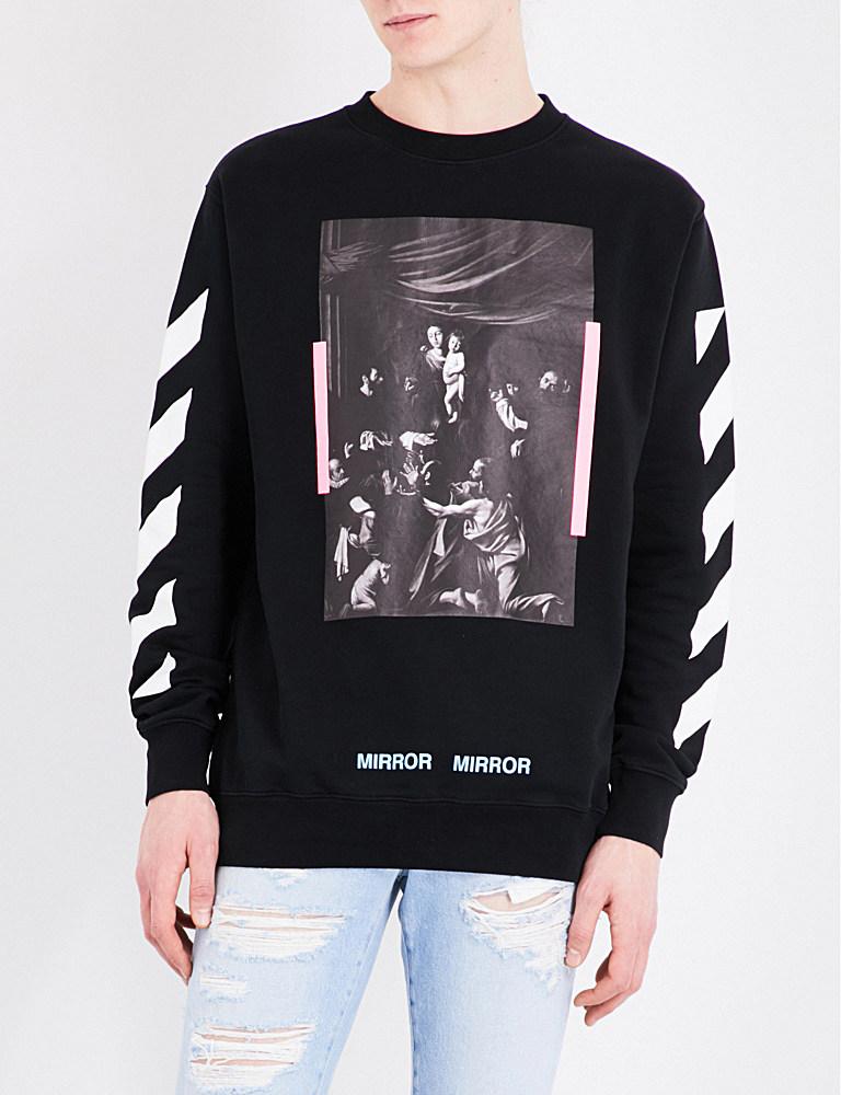 Mand ramme fortryde Off-White c/o Virgil Abloh Mirror Mirror Cotton-jersey Sweatshirt in Black  for Men | Lyst