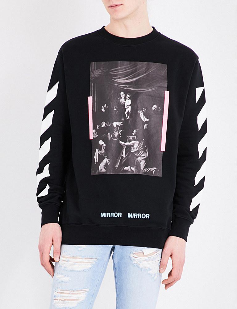 Off-White c/o Virgil Abloh Mirror Mirror Cotton-jersey Sweatshirt in Black  for Men - Lyst